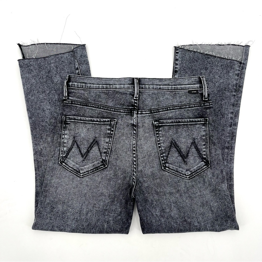 MOTHER The Insider Crop Step Fray Train Stops Gray Jeans
